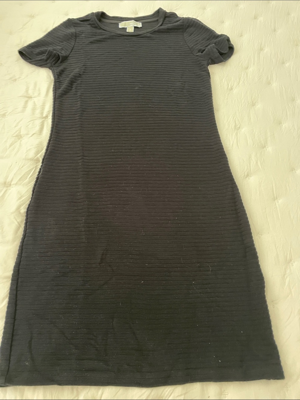 Black ribbed knee length dress